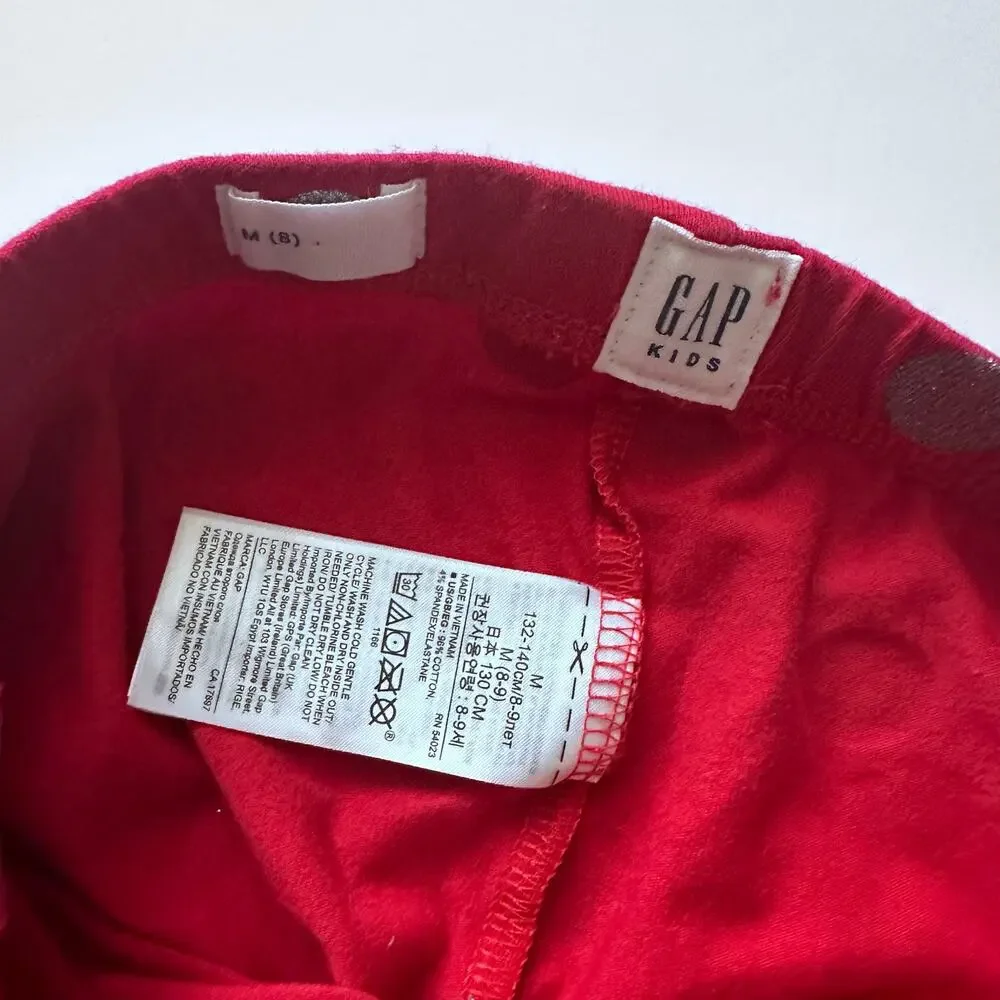 Gap Red Metallic Silver Dot Holiday Leggings - Size 8